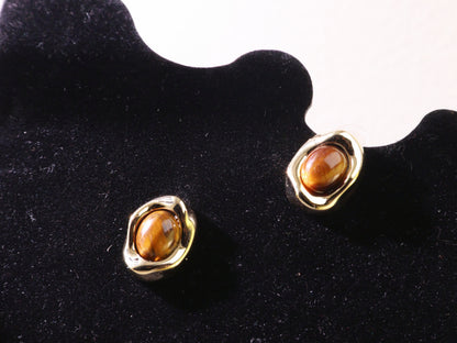 Tiger Eye Oval Stud Earrings