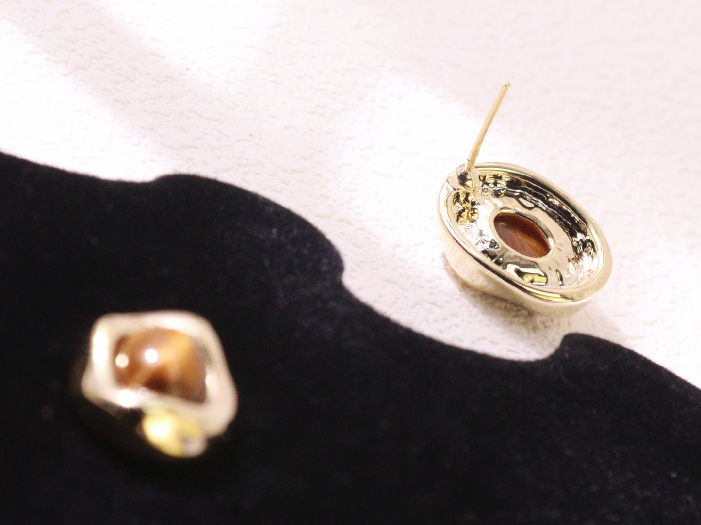 Tiger Eye Oval Stud Earrings