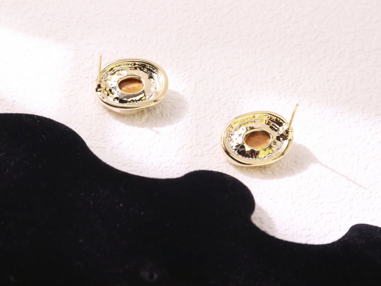 Tiger Eye Oval Stud Earrings