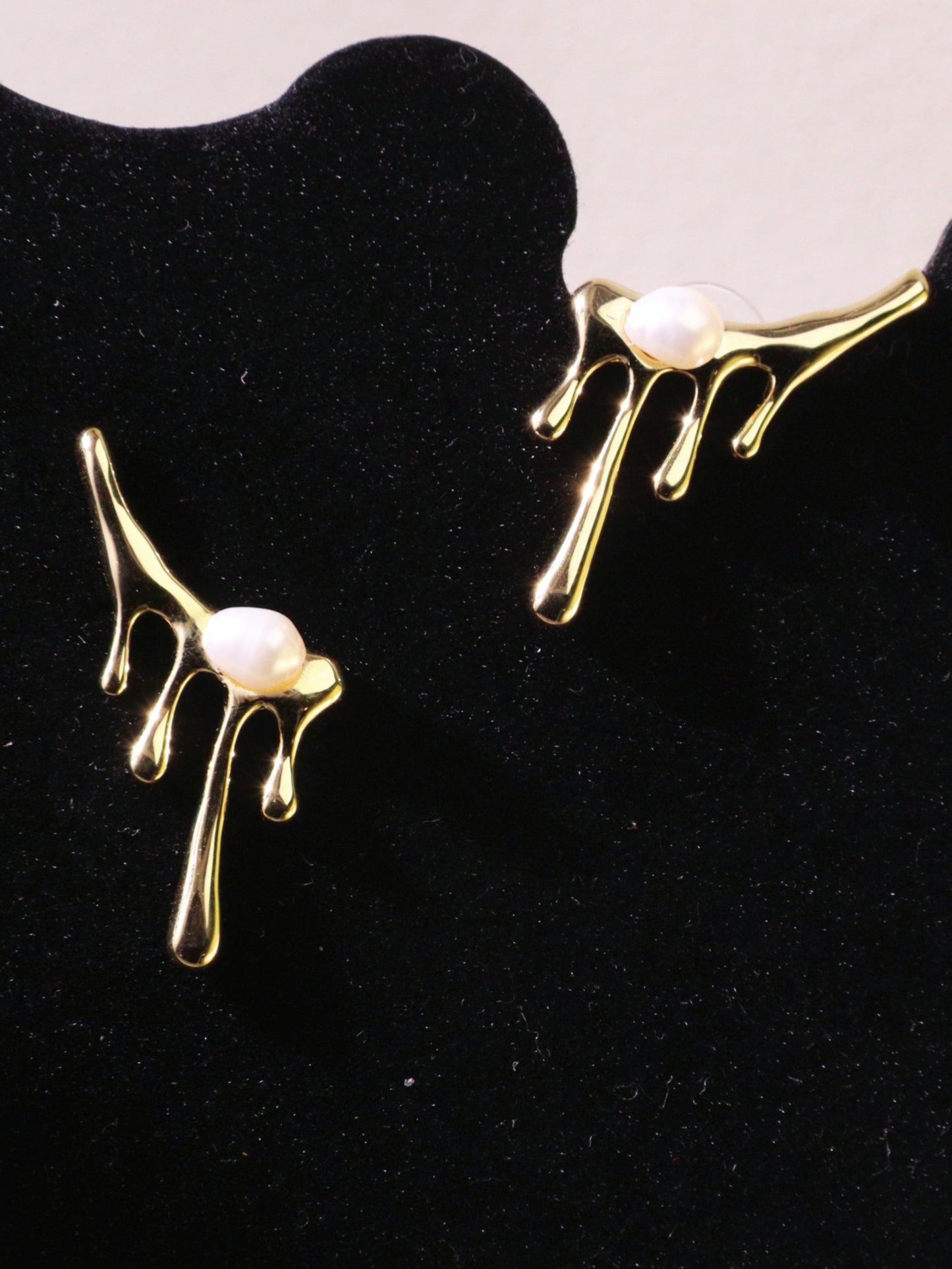 Organic Pearl Drip Statement Earrings