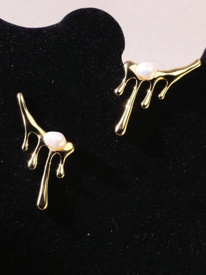 Organic Pearl Drip Statement Earrings