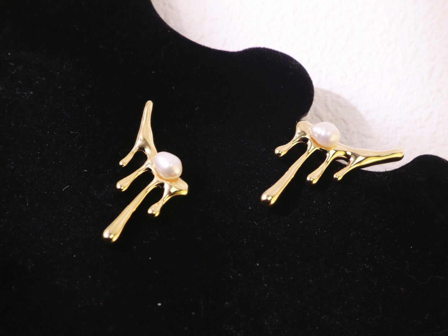Organic Pearl Drip Statement Earrings