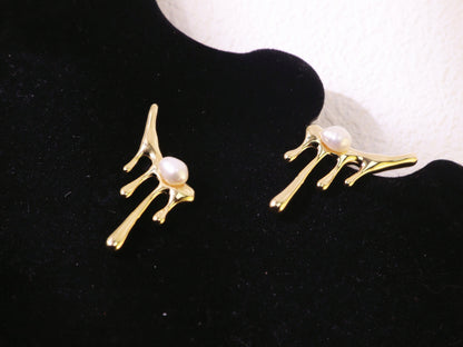 Organic Pearl Drip Statement Earrings