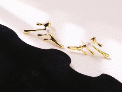 Organic Pearl Drip Statement Earrings