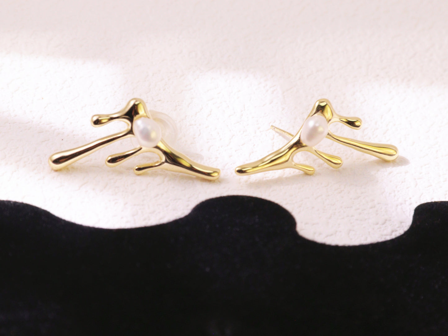 Organic Pearl Drip Statement Earrings