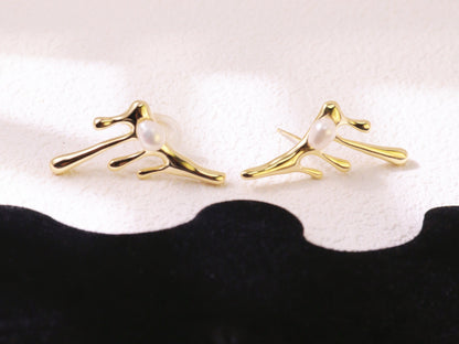 Organic Pearl Drip Statement Earrings