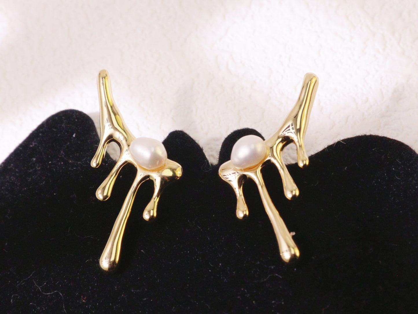 Organic Pearl Drip Statement Earrings