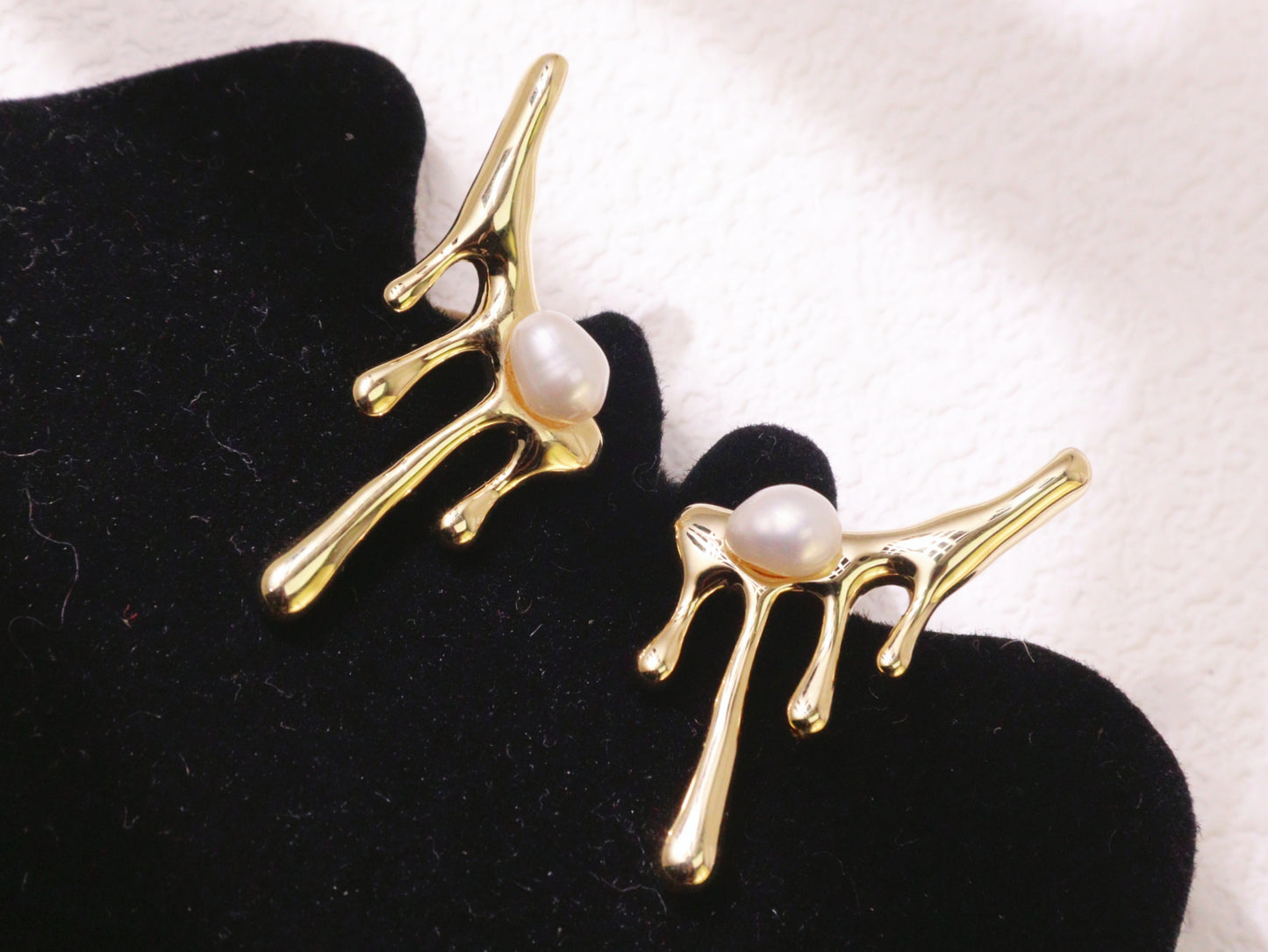 Organic Pearl Drip Statement Earrings