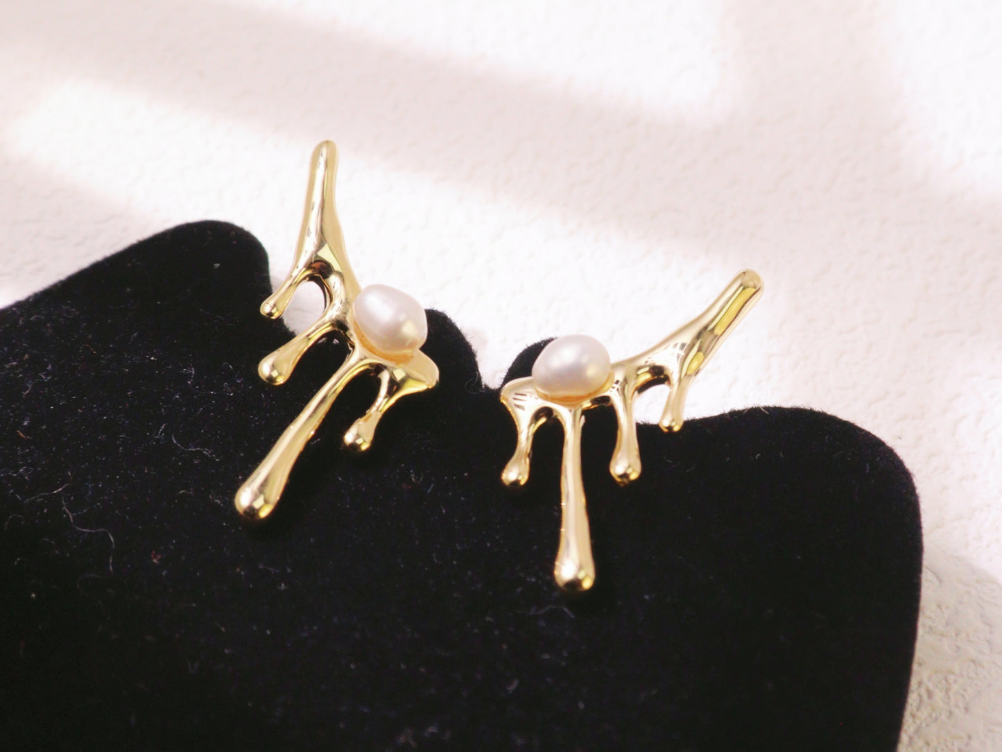 Organic Pearl Drip Statement Earrings