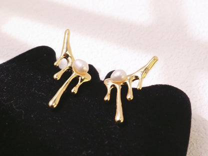 Organic Pearl Drip Statement Earrings