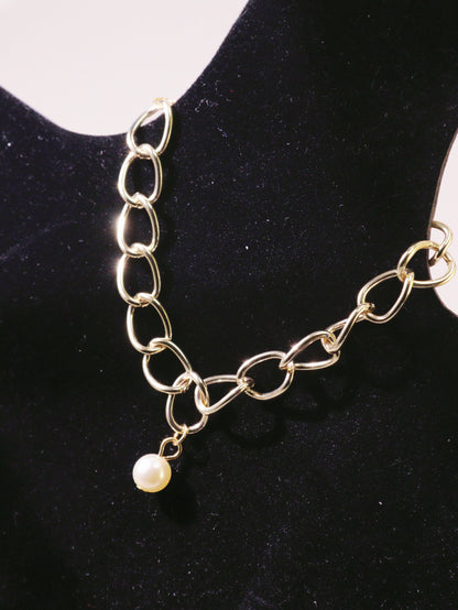 Chunky Chain Pearl Pendant Bracelet