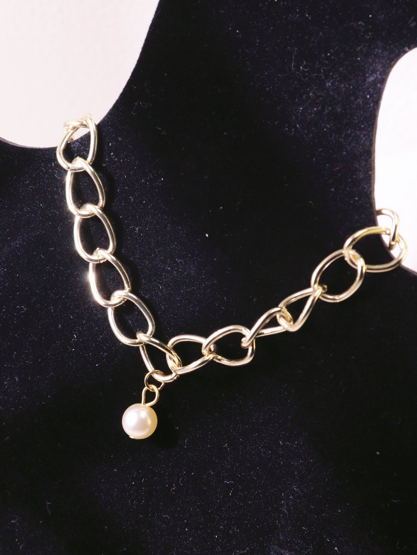 Chunky Chain Pearl Pendant Bracelet
