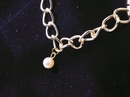Chunky Chain Pearl Pendant Bracelet
