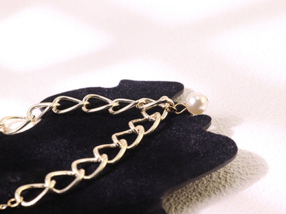 Chunky Chain Pearl Pendant Bracelet