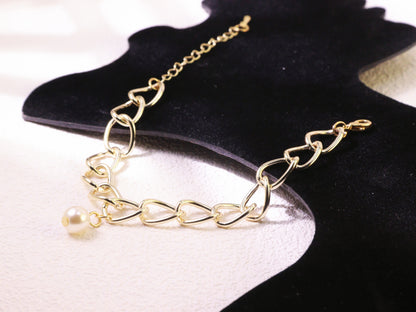 Chunky Chain Pearl Pendant Bracelet