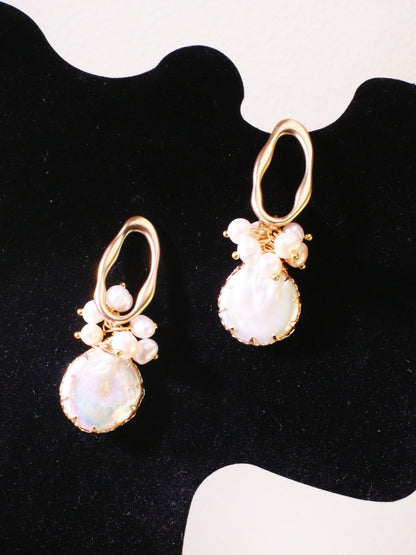 Vintage Pearl Statement Drop Earrings – Gold Plated Wedding Party Jewelry