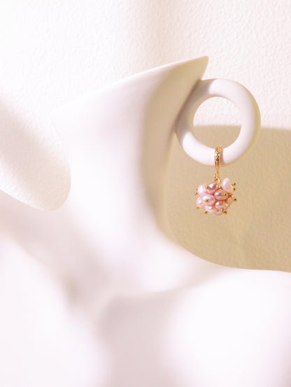 Hand-clustered Freshwater Pearl Dangle Earrings – Elegant Wedding Gift (3cm)