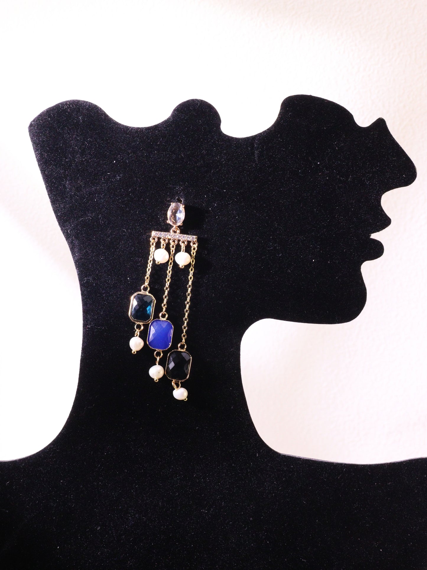 Geometric Art Deco Resin & Pearl Dangles