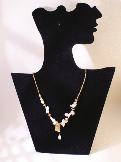 "Good Luck" Starburst & Pearl Necklace Set – Gold Satellite Chain Bridal Jewelry