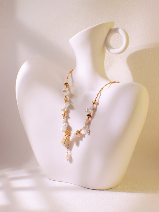 New Chinese Style Baroque Pearl Set – 2-in-1 Convertible Gold-Plated Choker
