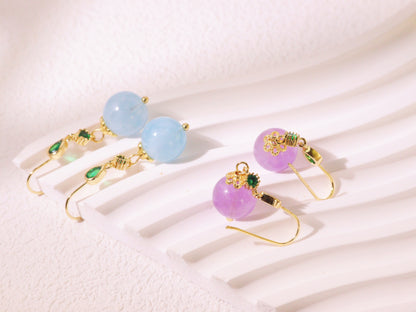 Emerald Green Crystal & Pastel Bead Drop Earrings
