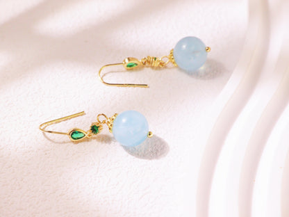 Emerald Green Crystal & Pastel Bead Drop Earrings