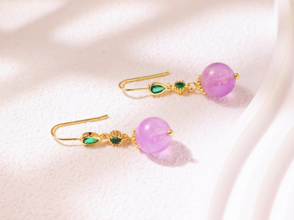Emerald Green Crystal & Pastel Bead Drop Earrings