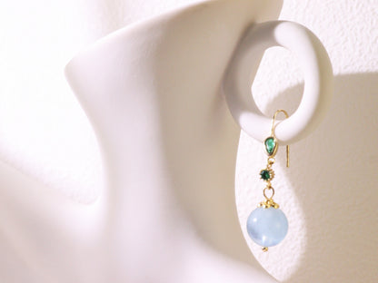 Emerald Green Crystal & Pastel Bead Drop Earrings
