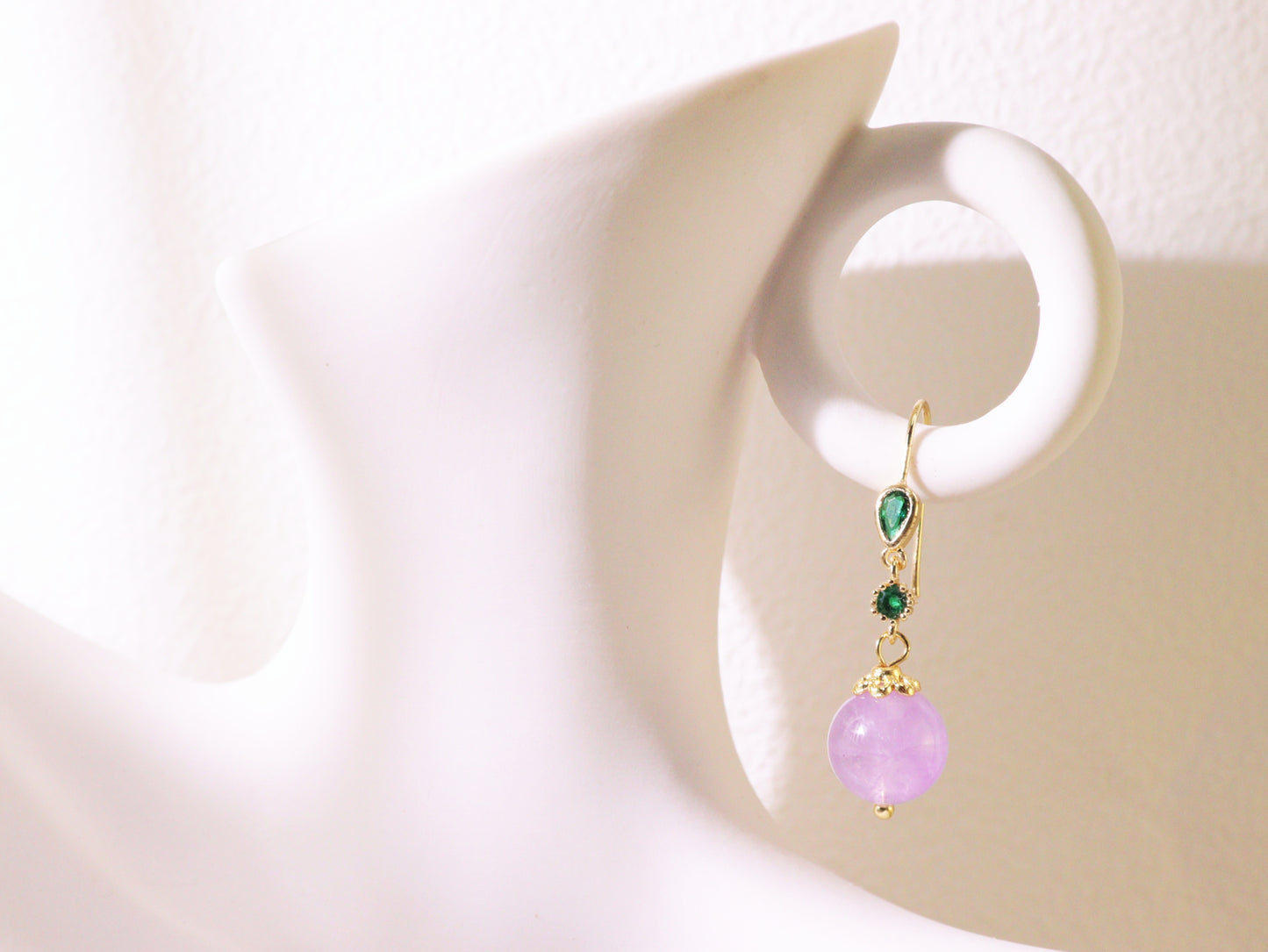 Emerald Green Crystal & Pastel Bead Drop Earrings