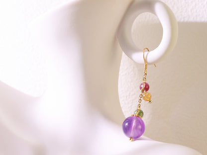 Colorful Gemstone Bead Drop Earrings