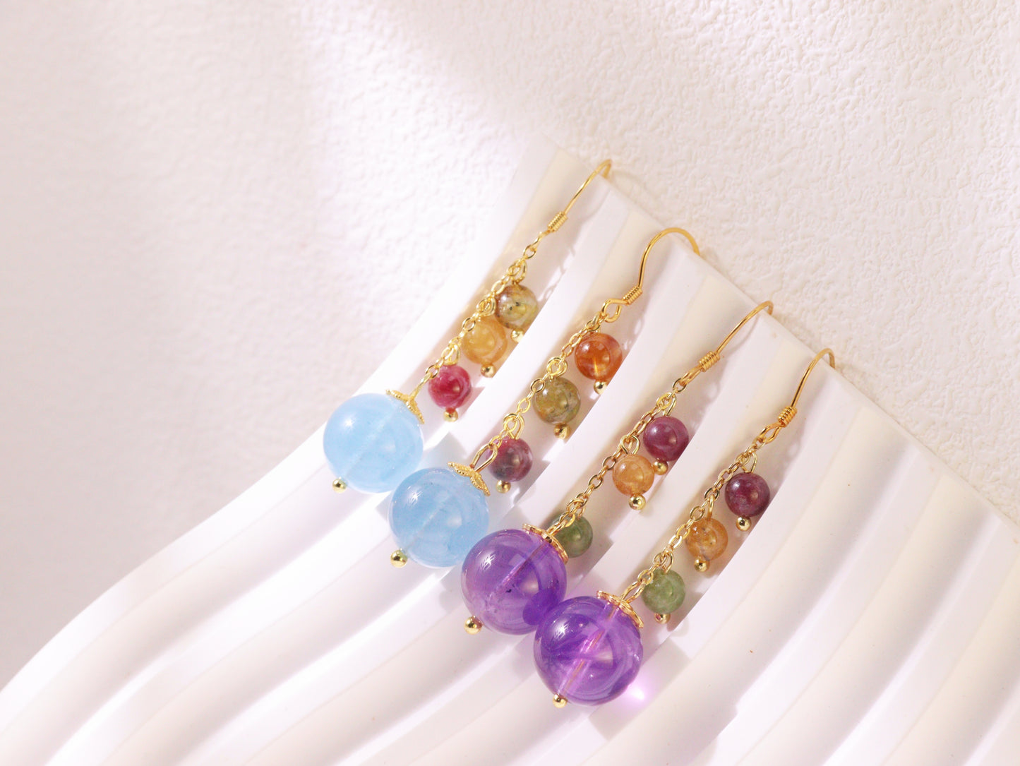 Colorful Gemstone Bead Drop Earrings