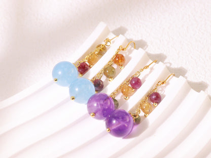Colorful Gemstone Bead Drop Earrings