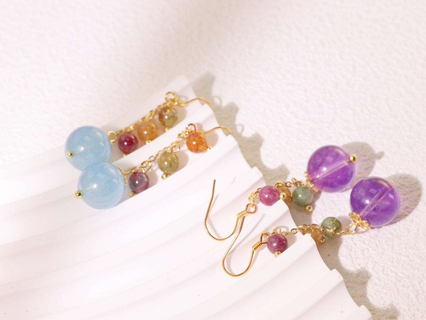 Colorful Gemstone Bead Drop Earrings