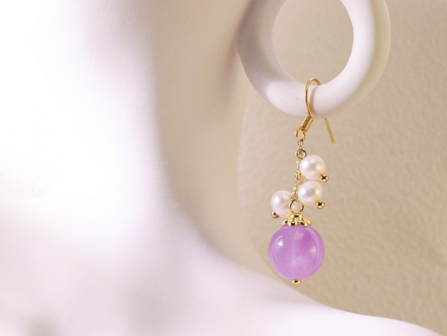 Amethyst & Freshwater Pearl Drop Earrings