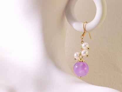 Amethyst & Freshwater Pearl Drop Earrings