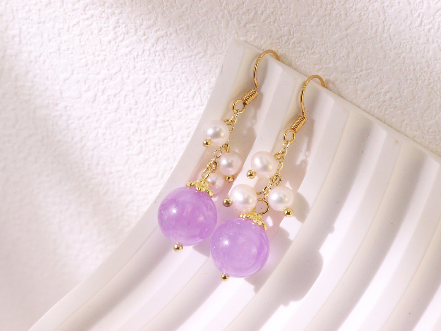 Amethyst & Freshwater Pearl Drop Earrings