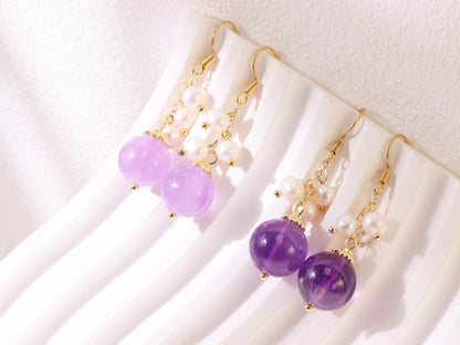 Amethyst & Freshwater Pearl Drop Earrings