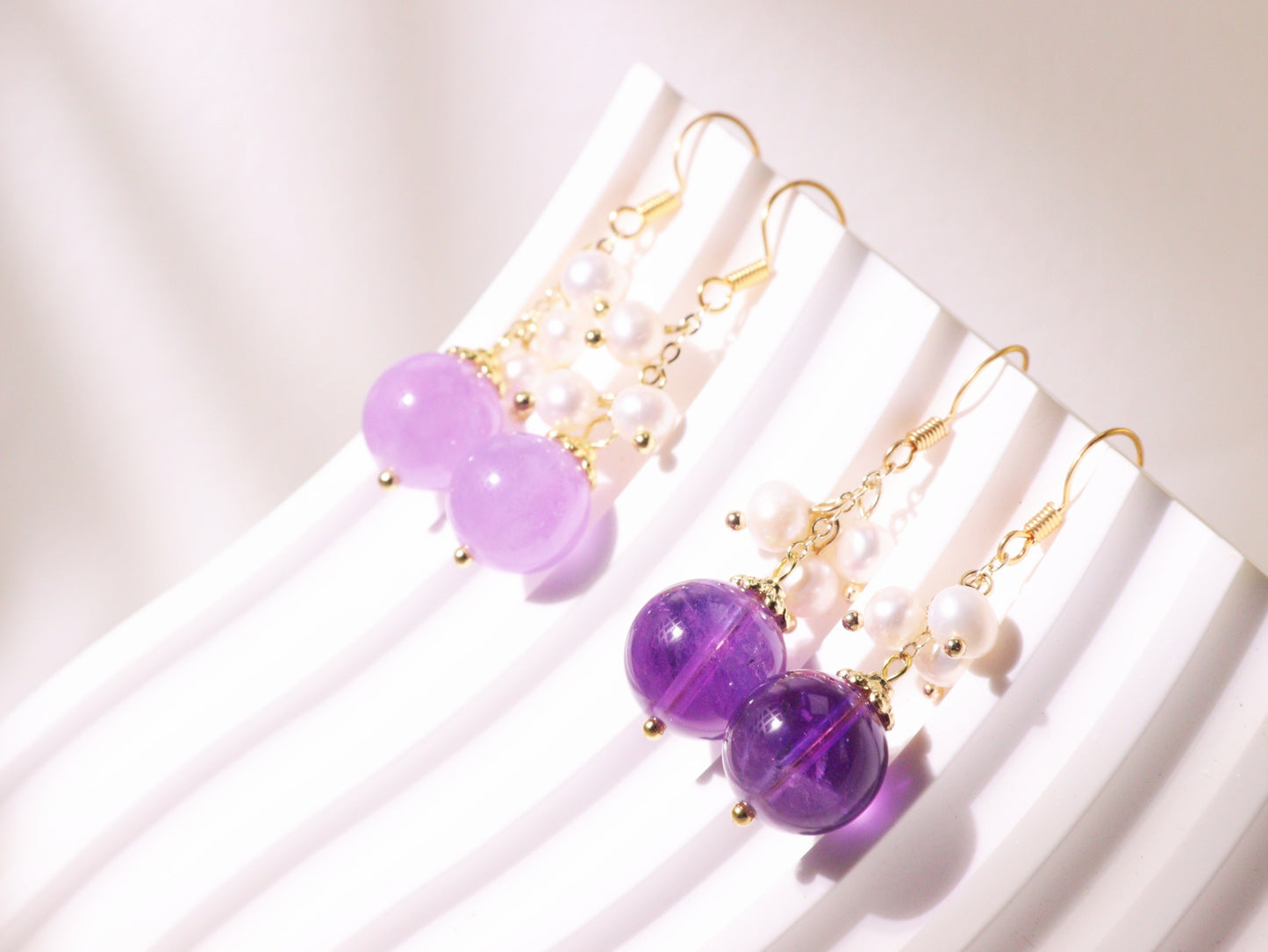 Amethyst & Freshwater Pearl Drop Earrings