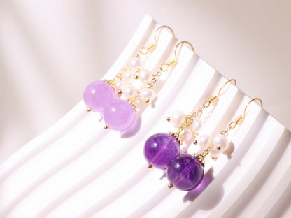 Amethyst & Freshwater Pearl Drop Earrings