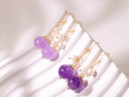 Amethyst & Freshwater Pearl Drop Earrings