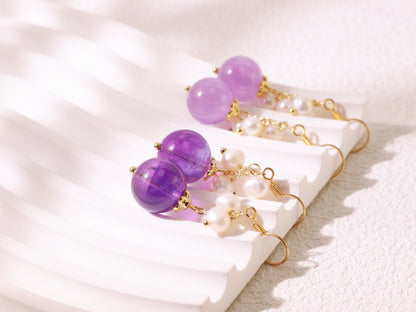 Amethyst & Freshwater Pearl Drop Earrings