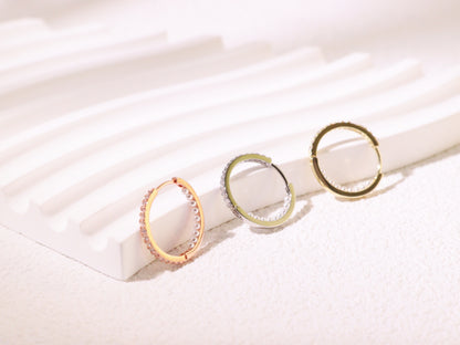 Pavé Zircon & Pearl Hoop Earrings – Silver, Gold & Rose Gold
