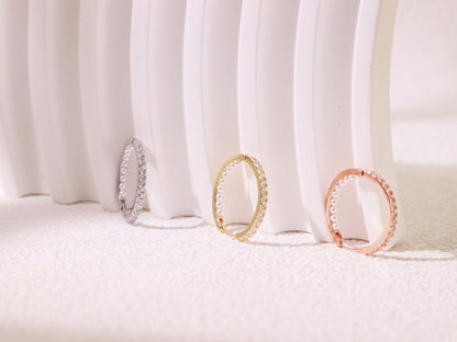 Pavé Zircon & Pearl Hoop Earrings – Silver, Gold & Rose Gold