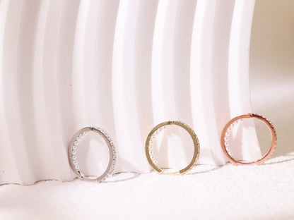 Pavé Zircon & Pearl Hoop Earrings – Silver, Gold & Rose Gold