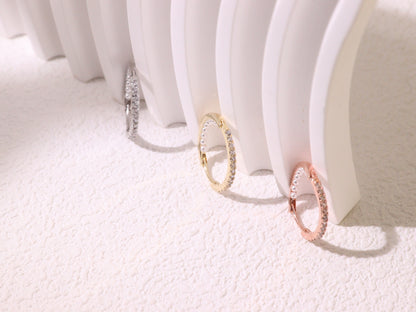Pavé Zircon & Pearl Hoop Earrings – Silver, Gold & Rose Gold