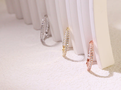 Pavé Zircon & Pearl Hoop Earrings – Silver, Gold & Rose Gold