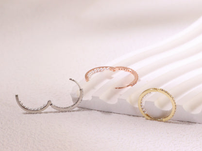 Pavé Zircon & Pearl Hoop Earrings – Silver, Gold & Rose Gold