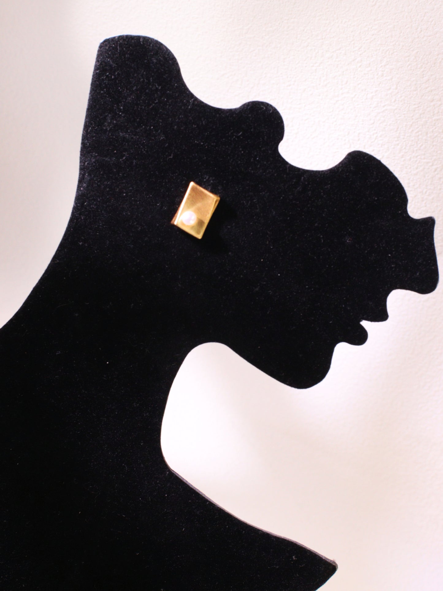Minimalist Brushed Metal Pearl Stud Earrings