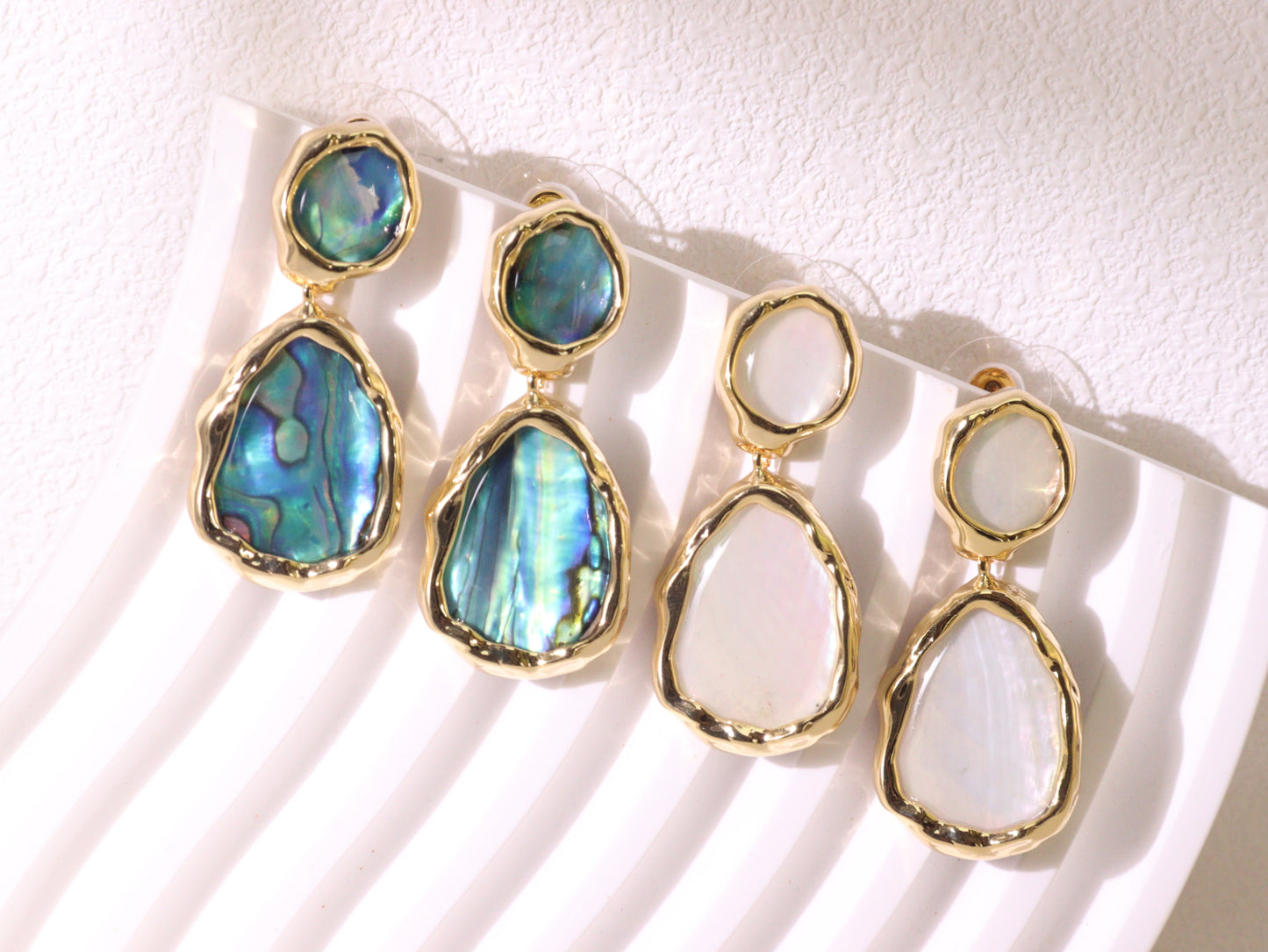 Abalone Shell Statement Drop Earrings