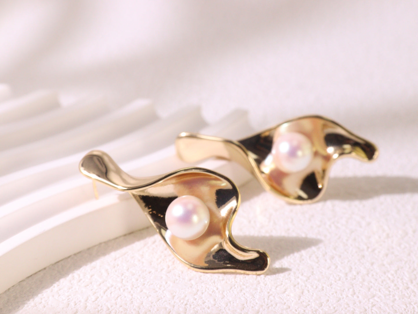 Abstract Leaf Pearl Statement Earrings